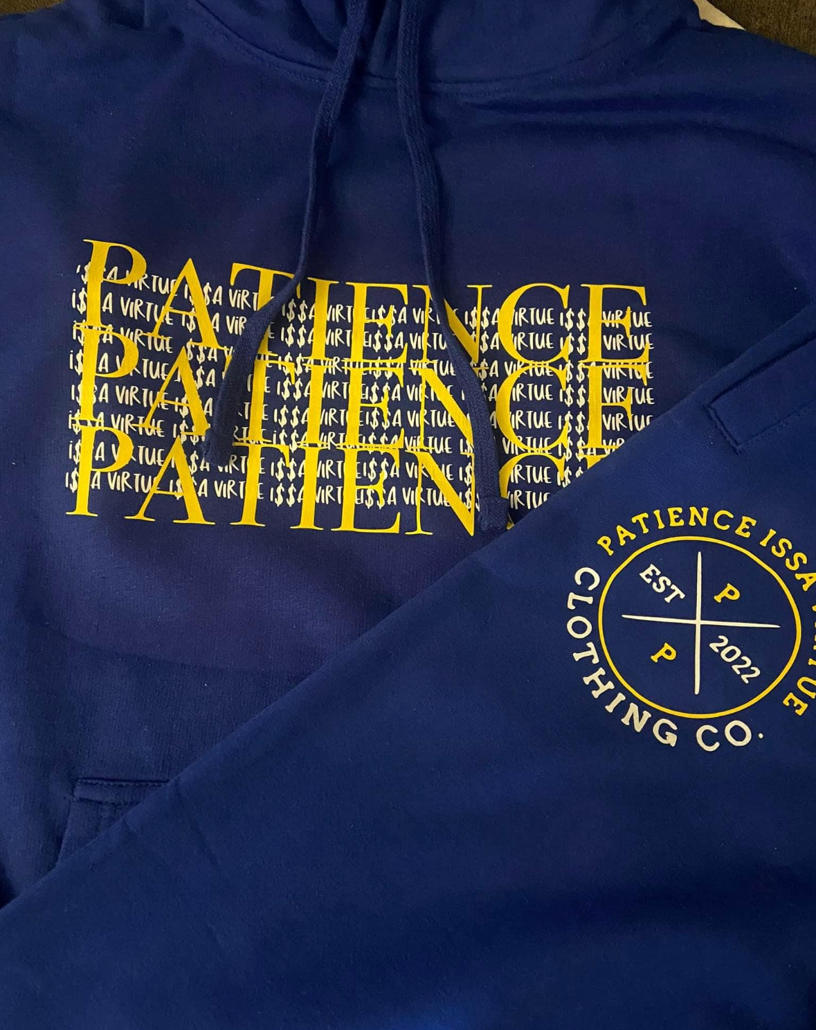 Patience Issa virtue - BLUE & Yellow Classic hoodie set